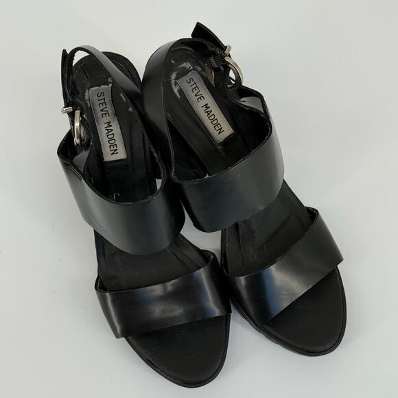 Steve Madden Women's Emil Block Heel Biker 90s Sandals Chunky Leather Size 8M - Picture 8 of 9